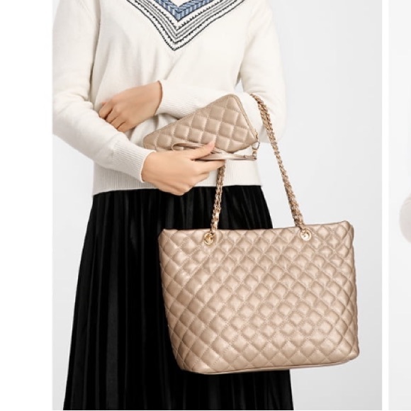 Give Them Glam Quilted Tote With Matching Wallet - Picture 2 of 4
